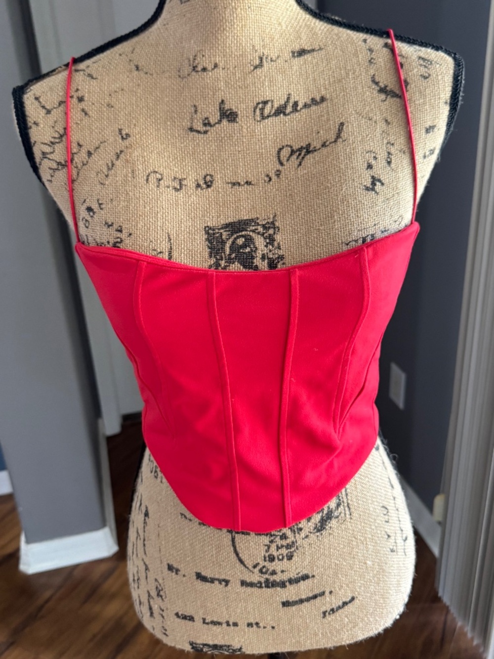 Signature 8 Red Corset Style Bustier Cami Top Large